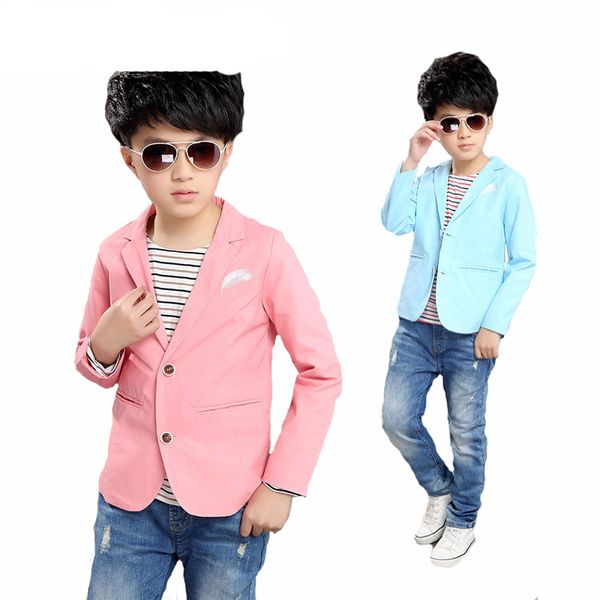

new children casual blazers boys party wedding outwear brand solid kids cotton suits blazer formal jacket, Blue