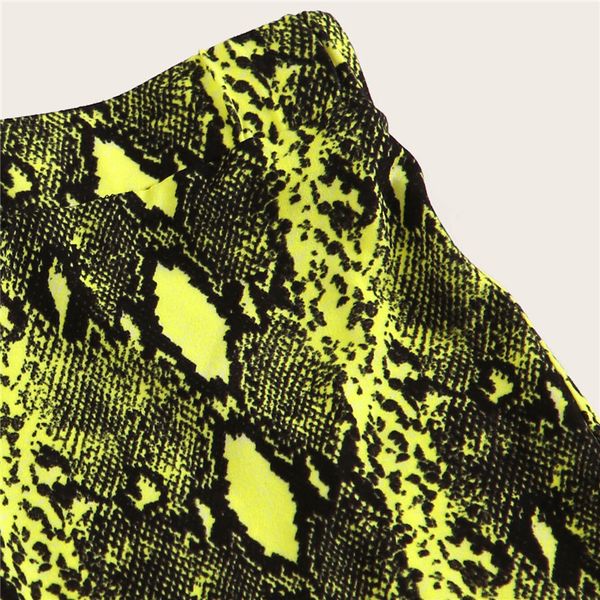

sweatyrocks split hem snakeskin print pencil skirt for women elegant multicolor long skirts womens 2019 neon lime bodycon skirt, Black