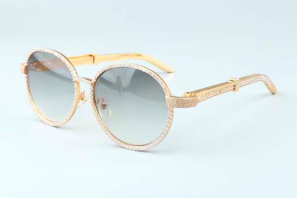 

t19900692 years sunglasses 19 frame diamond steel fashion hat round golden retro decorative stainless diamond temples sunglasses luxury, White;black