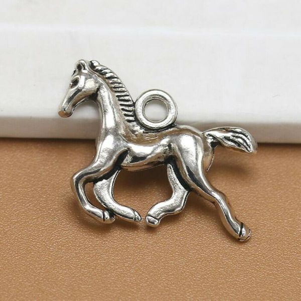 

100pcs/bag ancient silver horse charm animal steed pendant for making necklace bracelet earring jewelry accessories friend holiday gift, Bronze;silver