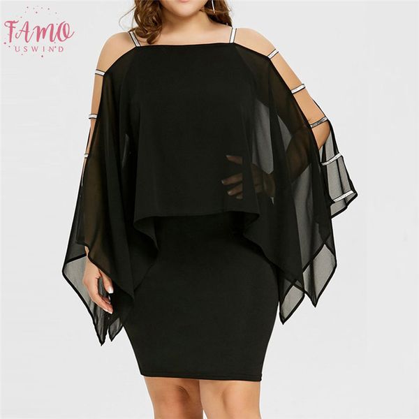 

women summer new fashion summer dresses plus size solid ladder overlay asymmetric chiffon strapless loose dress sundress z0406, Black;gray