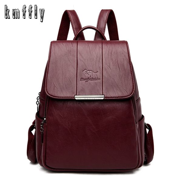 

women leather backpacks school bags for girls bagpack sac a dos female vintage backpack travel shoulder bag mochila