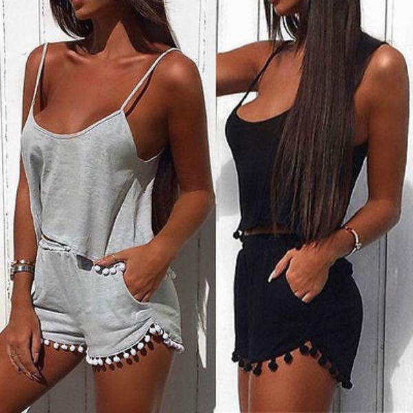 

2 шт. сексуальная мода женщины летний клуб ремень топ и кисточкой шорты, White