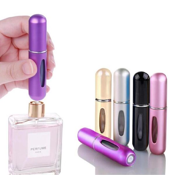 

13color 5ml refillable mini perfume pray bottle aluminum pray atomizer portable travel co metic container perfume bottle 80x17mm