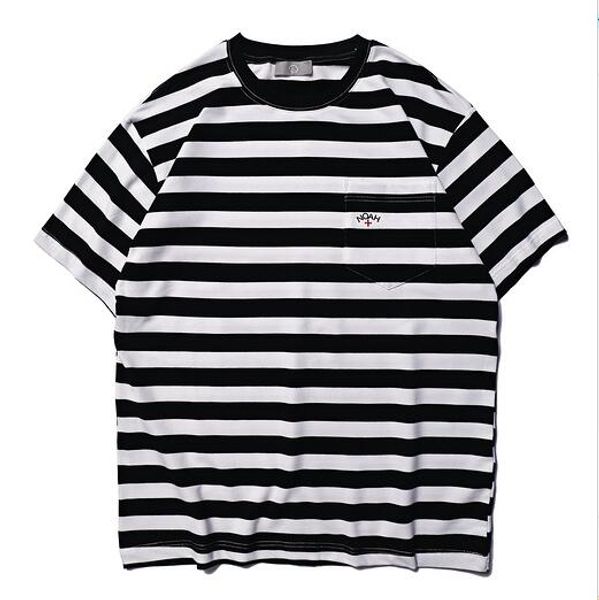 

noah noah noah + логотип вышивка полосатый женщины мужчины с коротким рукавом футболки нет тройники хип-хоп уличная мужчины хлопок футболка, White;black