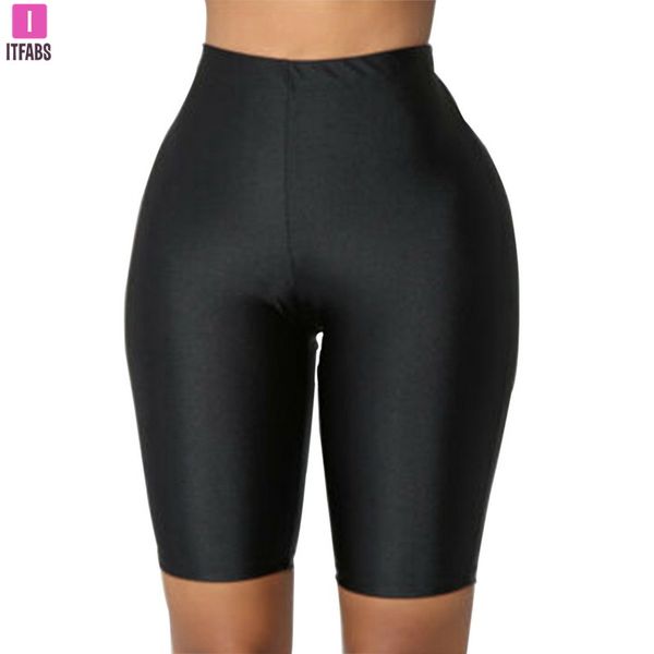 

women high waist yoga shorts fluorescence green pink black shiny skinny shorts leggings workout sport gym fitness, White;red