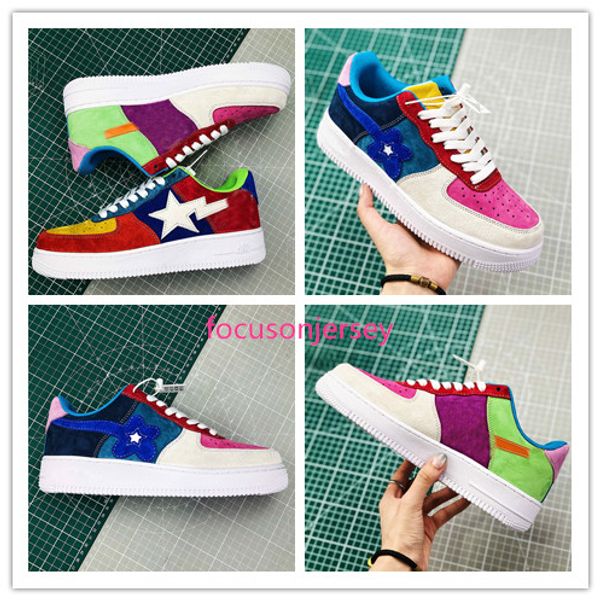 

human made aape forced 1 '07"homage to nigo' canvas shoes men women fashion forces casual shoe designer sneakers, Black