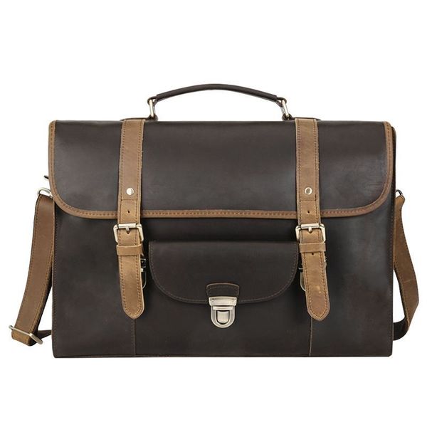

men briefcase cow leather man casual vintage tote hand briefcase 16" laptravel bag real leather should briefcases bags male