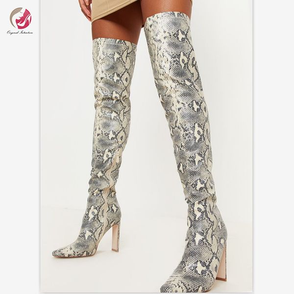 snakeskin over the knee boots