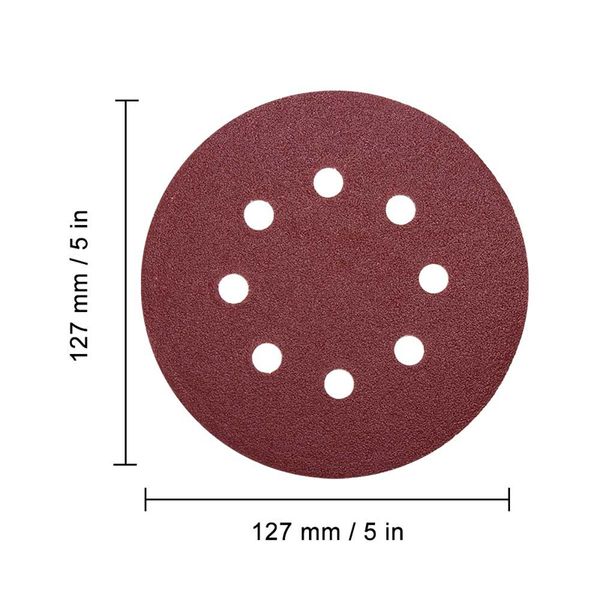 

50pcs 5 inch 125mm round sandpaper eight hole disk sand sheets grit 40/60/80/120/240 hook and loop sanding disc polish