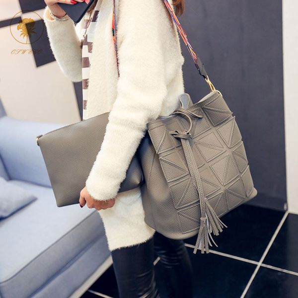 

oswego handbag set women messenger bag crossbody bag tassel shoulder bags female designer handbags with colorful strap