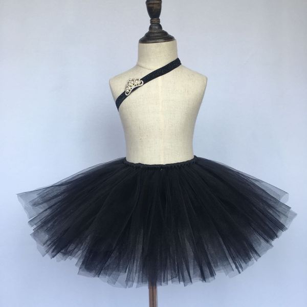 

new retail детские black туту юбки девочки handmade пушистый тюль балета pettiskirt с наследным оголовьем set kids summer party юбки