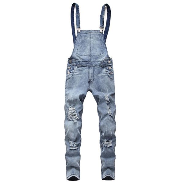 

men's denim jumper pants men's casual slim clothing jeans new style pants streetwear biker patch hole ripped skinny jeans, Blue