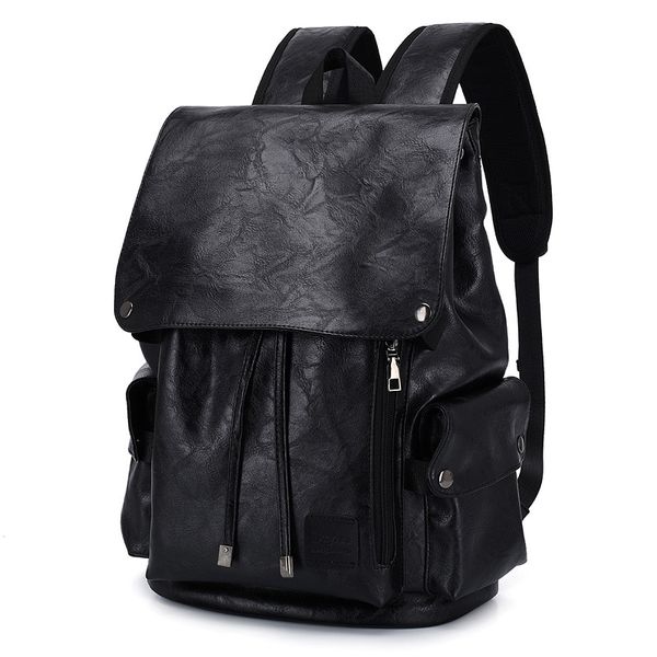 

new style men's pu backpack backpack for college students bag computer bag