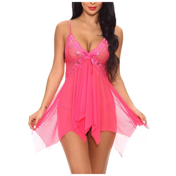 

6colors lingerie pespective irregular hem lace night dress nightgowns sleepshirts women nightwear, Black;white