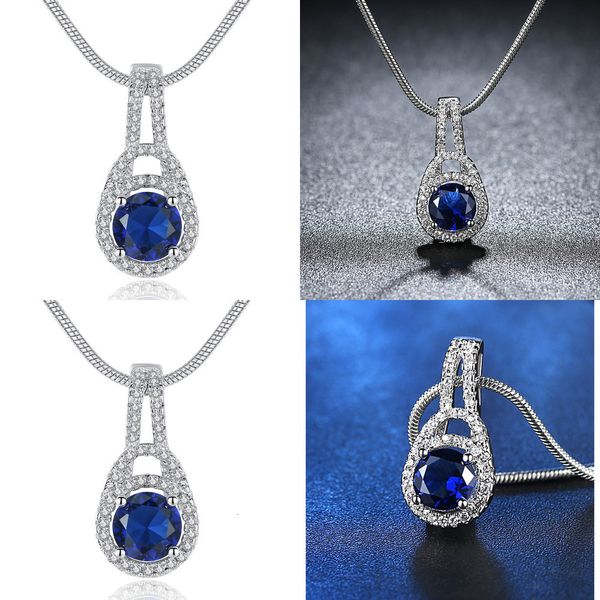 

temperament micro blue crystal woman pendant necklace 925 silver jewelry sterling silver jewelry pregnancy necklace accessories jewelry