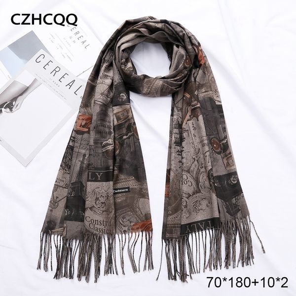 

long cashmere scarf women man foulard femme pashmina neckerchief neck men plaid wool scarf male blanket women scarf for ladies y200103, Blue;gray