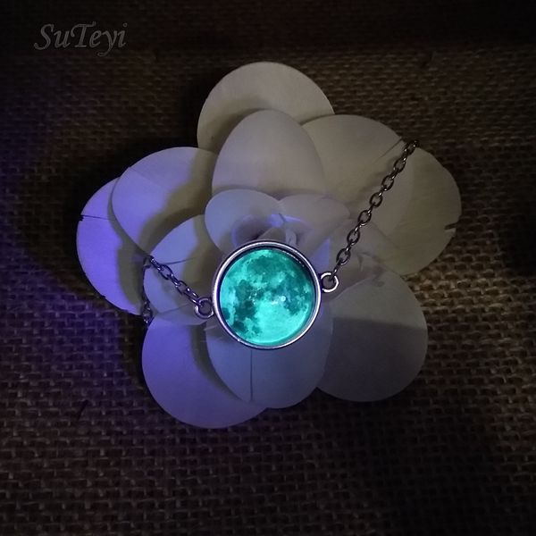 

suteyi glow in the darkness crystal bracelet jewelry luminous star series planet bracelets & bangles glass cabochon bracelets, Black