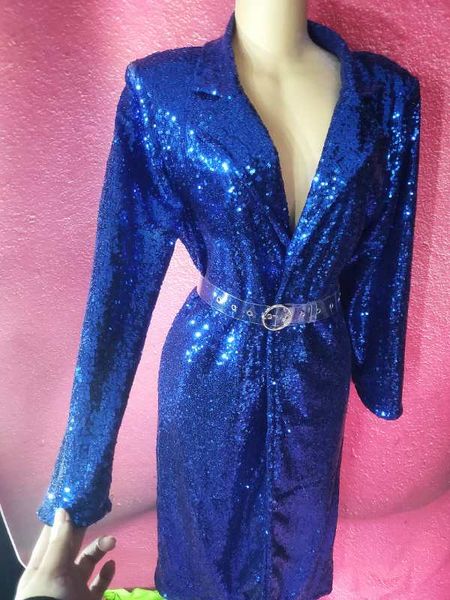 

bar nightclub concert women singer shining sequins long coat silver red blue sequined cloak overcoat stage wear party costume, Black;red