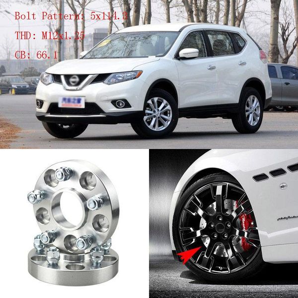 

4pcs 1" wheel spacers adapters 5 lug 5x4.5"/5x114.3-12x1.25 for nissan x-trail
