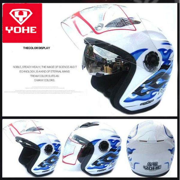 

2019 new knight safety protection helmets yohe double lens motorcycle helmet yh856 3/4 face motorbike made of abs pc visor lens