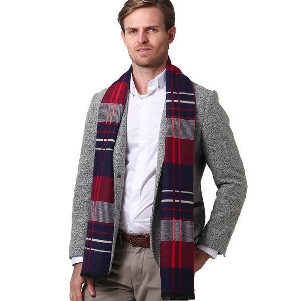 

2019 men plaid scarf winter thicken cashmere scarves patchwork shawls&wraps male sjaal foulard business scarf, Blue;gray