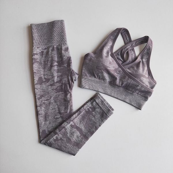

2020 new camo seamless yoga set women fitness clothing sportswear high waist gym leggings tights workout bra 2 piece sport suit