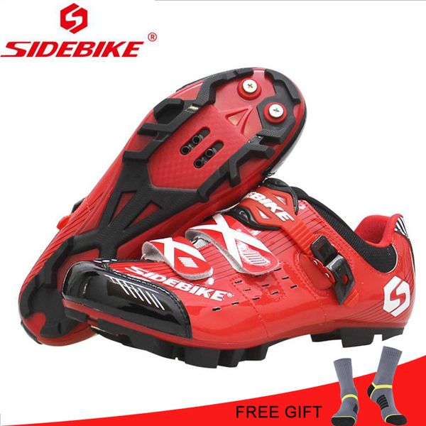

sidebike mtb lock riding cycling shoes nylon sole red mountain bike shoes cycle sneakers sapatilha ciclismo zapatillas, Black