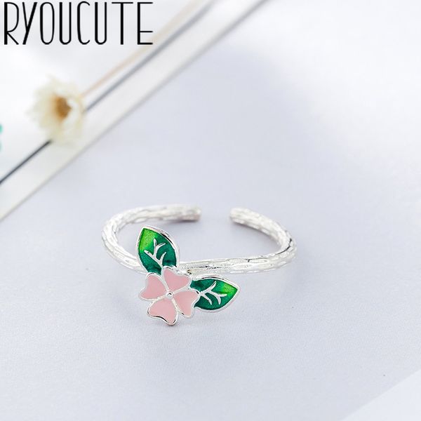 

bohemian big real 925 sterling silver leaf flower rings for women jewelry vintage antique finger engagement ring party gift