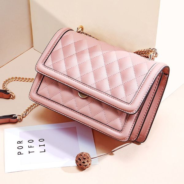 

2020 new women shoulder bag messenger bag cow leather lady chain diamond pattern stitching crossbody bags