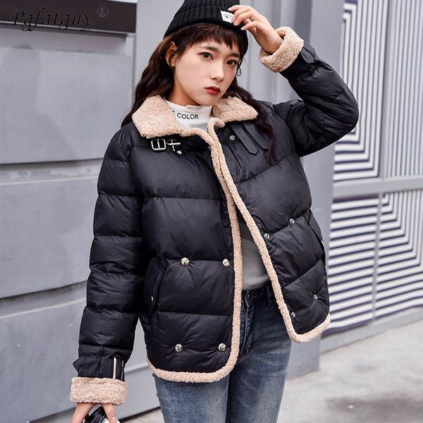 

female short jacket 2018 new winter coat women turn down collar warm black beige parka outerwear down cotton jacket winter coat