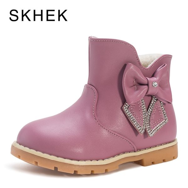 

skhek new fashion children autumn spring winter boots cute keep warm kids girls princess boots antislip leather girl floral boot y200104, Black;grey