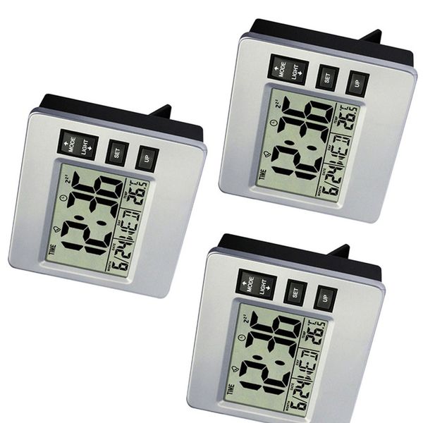 

pack of 3 battery operated digital alarm clock with jumbo number clock date temperature display - lcd display