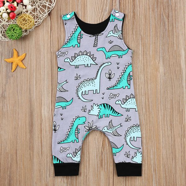 

baby rompers мода новорожденный мальчик romper sleevelss комбинезон одежда динозавр детская одежда хлопок нижнее 0-24м, Blue
