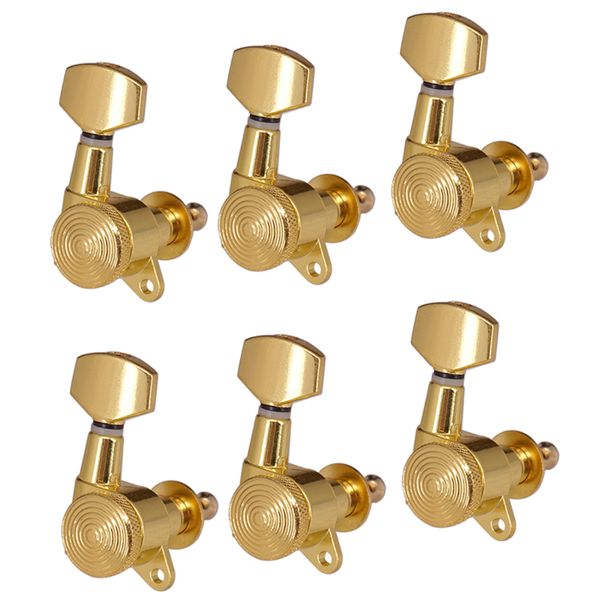 

6pcs golden guitar string tuning pegs locking keys tuners square machine heads 6r