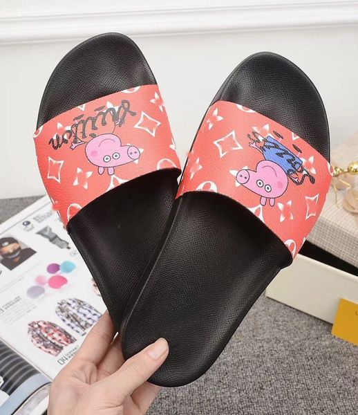 

2019 designer sandals with box size 35-46 men women men summer shoes slippers slip on rubber leather slipper with orange box luxury slipper, Black