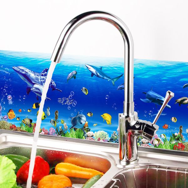 

removable wall sticker underwater world bedroom living room bathroom cartoon waterproof skirting line waist sticker