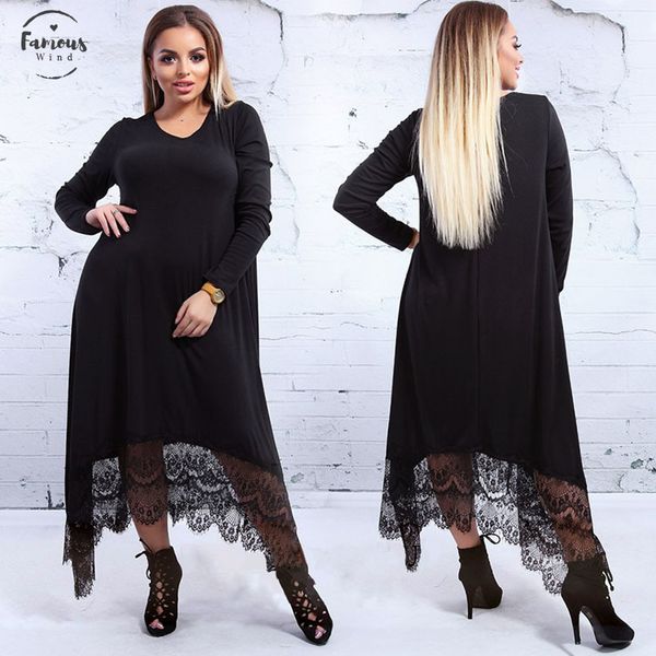

2xl 6xl large size robe 2020 spring summer dress big size elegance lace dress women dresses plus size women clothing, Black;gray