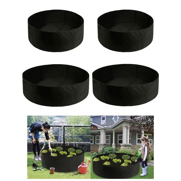 

4pcs raised garden bed planter non-woven grow bags holds soil breathable