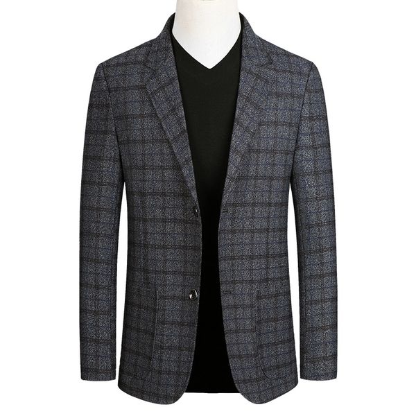 

men's suits & blazers formal blazer slim fit business mens grey red brown plaid dress suit jacket coat homme 2021 spring casual stylish, White;black