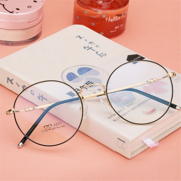 

new retro full frame glasses metal alloy glasses men and women myopia frame prescription optical memory 4500, Black