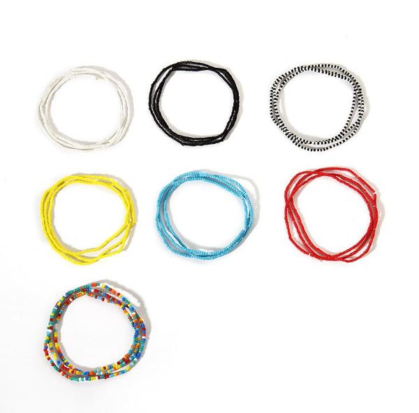 

wholesale color matching simple single-layer handmade beaded body chain wild hit color beads elastic waist chain women in, Silver