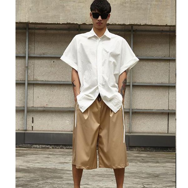 

men's casual shirts men vintage fashion short sleeve white male hip hop shirt, White;black