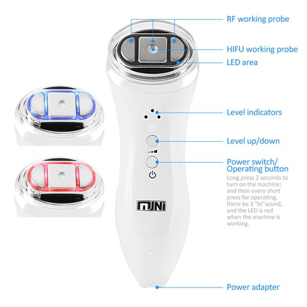 Mini Hifu focado ultra-som bipolar bipolar RF face pescoço de levantamento de beleza massageador de rugas Remoção de enroscamento radiofrequência