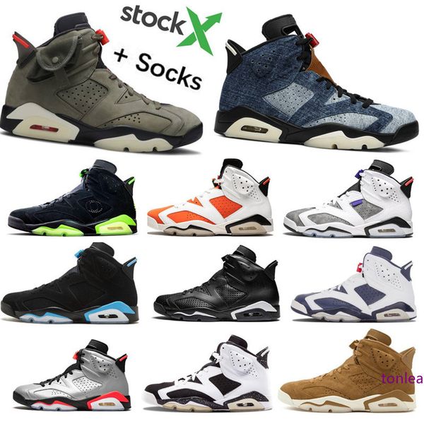 

new 6 washed denim jumpman travis scotts premium mens basketball shoes 6s unc tinker black infrared cactus jack oregon mens sports sneaker