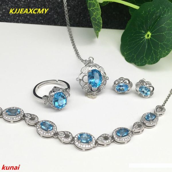 

kjjeaxcmy boutique jewels 925 sterling silver with natural blue z shinv ring pendant earrings bracelet 4 suit jewelry neckla, Black