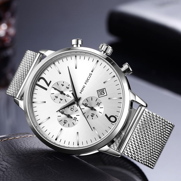 

mini focus fashion business quartz watch men chronograph calendar concise design saiiiiiiiii mens watches brand luxuxry cloc, Slivery;brown