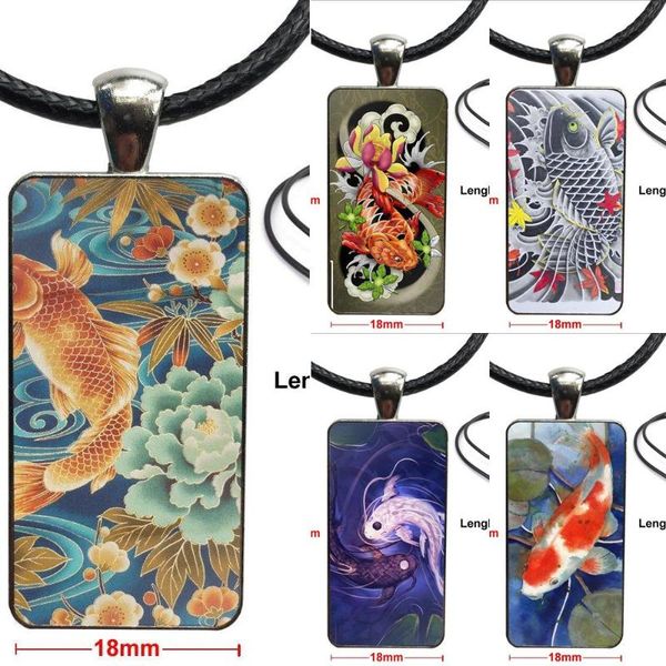 

steel color jewelry fashion statement necklace glass necklaces pendants for japanese japan tattoo koi fish, Silver