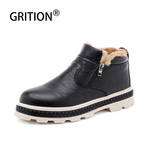 

grition men sneakers pu zip outdoor mountain waterproof hiking climbing boots walking footware official tourism hunting shoes
