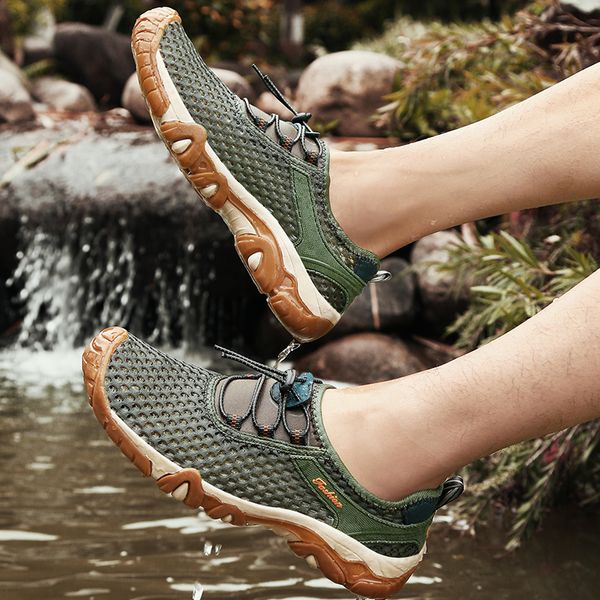 

new summer hiking shoes men quick dry waterproof shoes mesh beach outdoor hiking sneakers man trekking men trail footwear